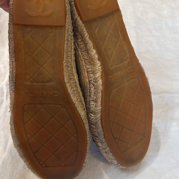 Coco Chanel lambskin espadrille cream and black toe soft leather slip on 36 - Picture 7 of 12